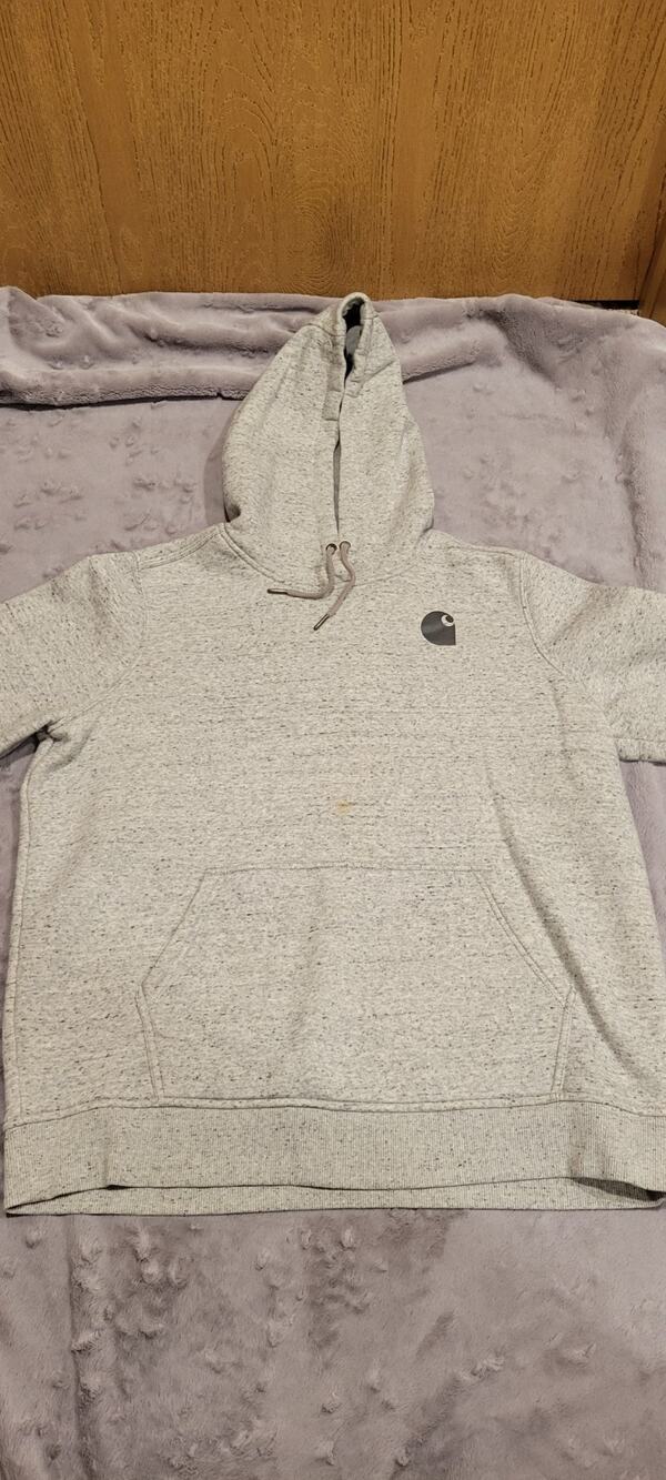Carhartt Graphic Sleeve Hoodie Womens 1X Gray Speckled Relaxed Fit Streetwear